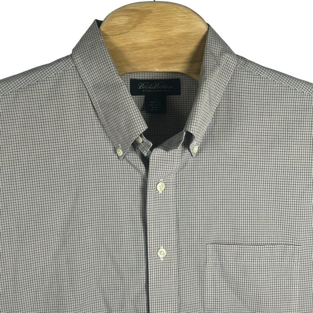 Brooks Brothers Men XL Cotton Non-Iron Check Button Down Long Sleeve‎ Shirt